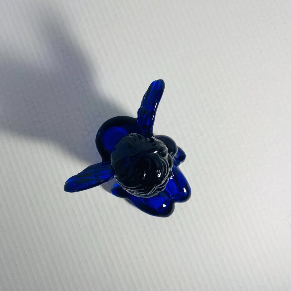 VTG Two Cobalt Blue Glass Sitting Angel Cherub Taper Candle Holders 5"x 5"x 5" - Picture 15 of 17